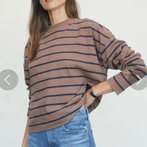 AYR Brown and Navy Striped Top